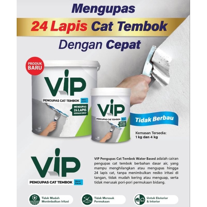 Jual VIP PAINT REMOVER CAT TEMBOK WATERBASED PENGUPAS CAT TEMBOK 1KG Shopee Indonesia