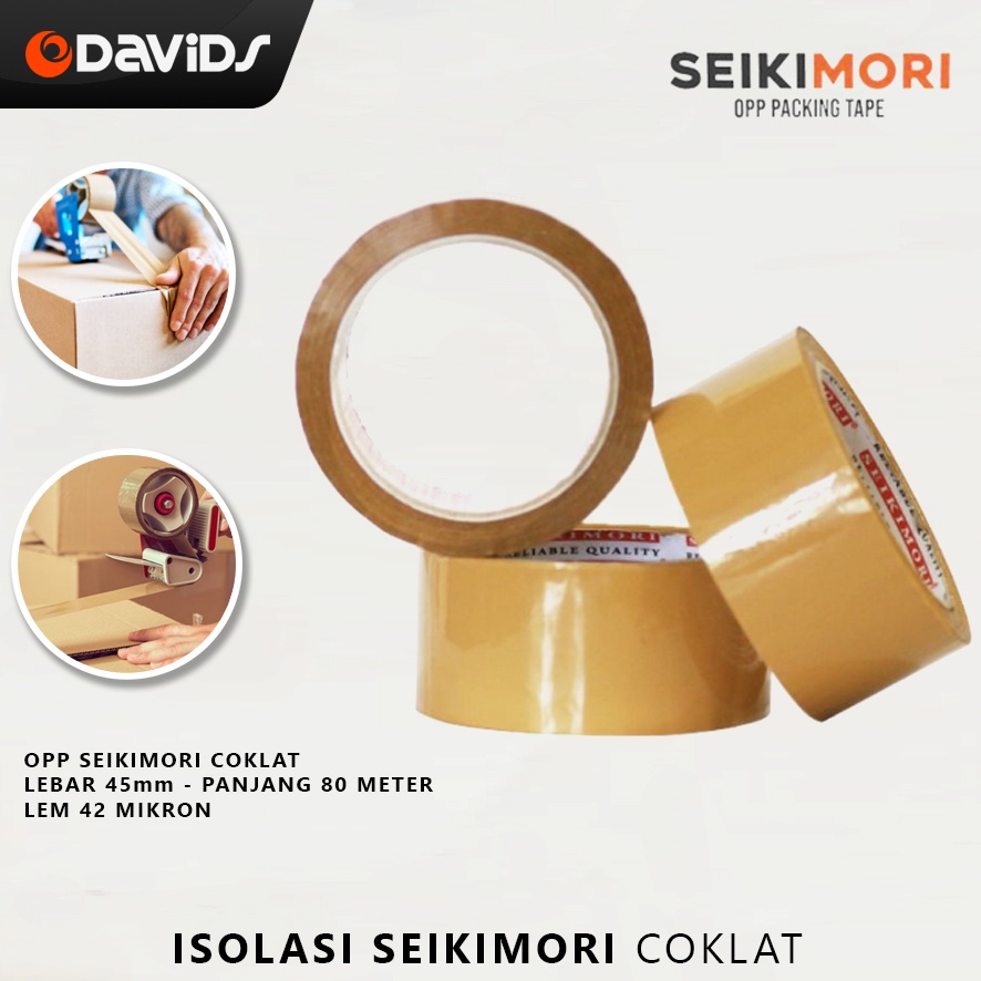 Lakban Bening Coklat Besar Solasi Isolasi Solatip Selotip Seikimori