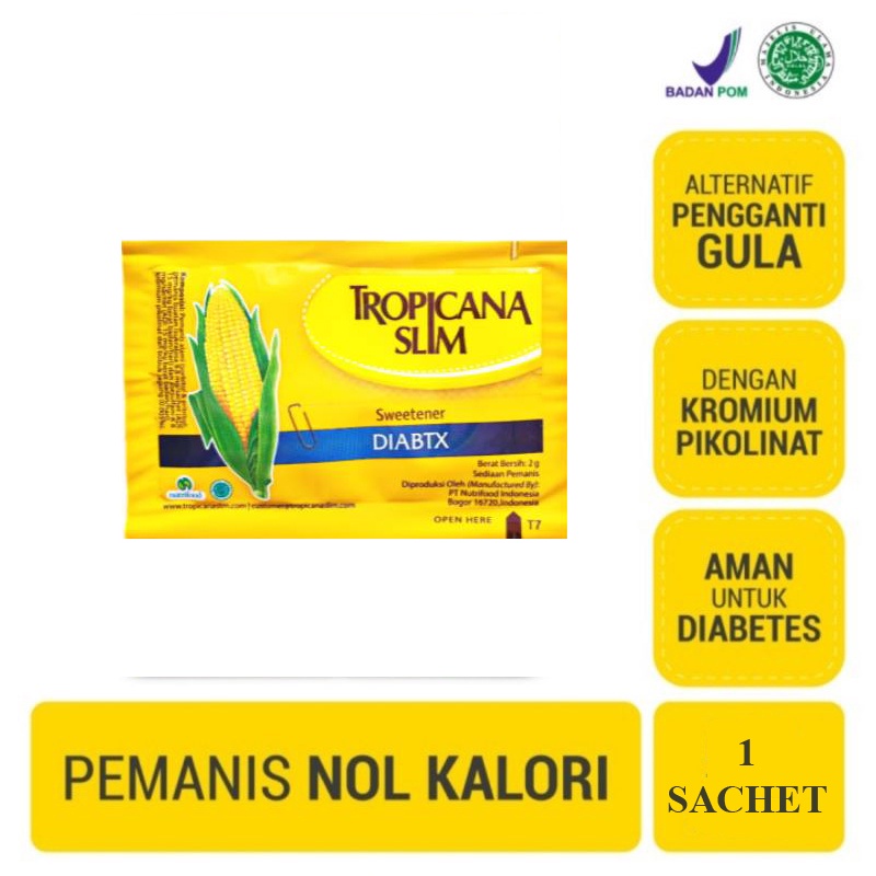

Tropicana Slim Sweetener Diabtx 1 Sachet - Pemanis untuk Diabetesi / Gula Sehat