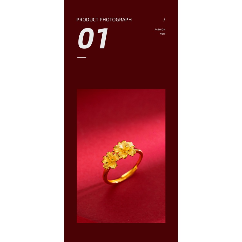 Goldkingdom Perhiasan Fashion Emas Asli Kadar 375 Bangkok Aksesoris Ready Stock Sastra Minoritas Wanita Vintage Bunga Ganda Pernikahan Lapis Emas
