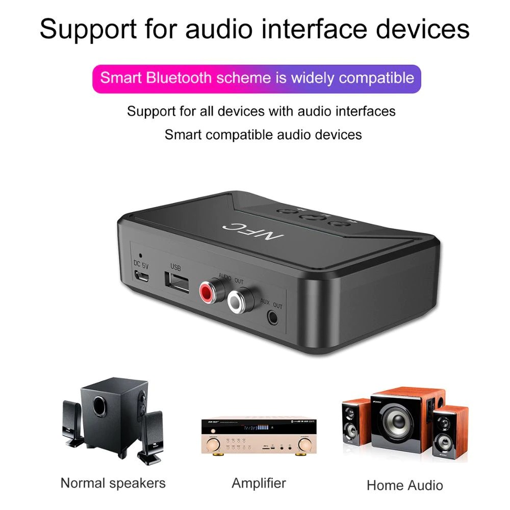 VAORLO Audio Bluetooth 5.0 Receiver NFC Stereo Car Kit Speaker - BT200