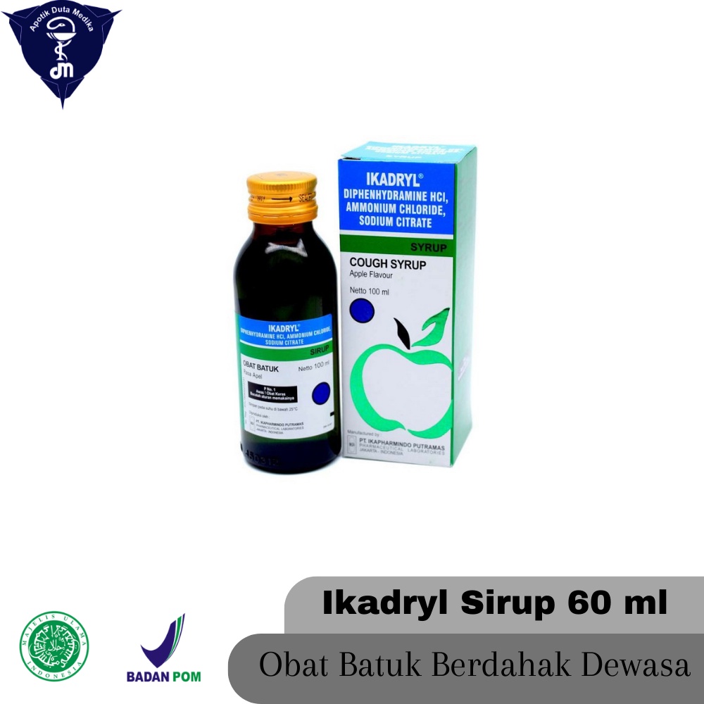 Ikadryl SIRUP 60 ML Rasa Apel/Obat Batuk Berdahak Dewasa/Batuk Alergi Dewasa