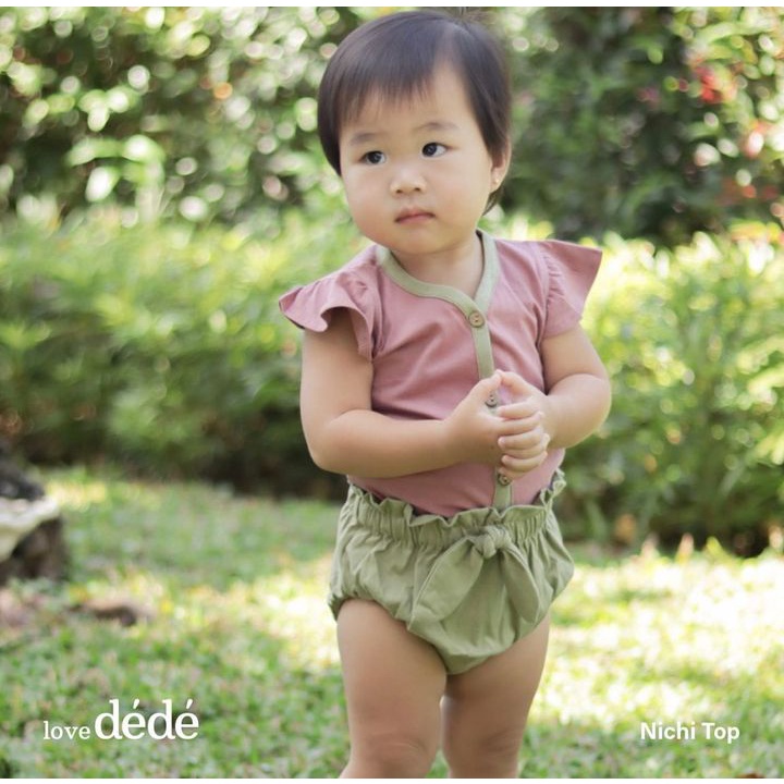 FLOWER NICHI Ruffle Top berserttifikasi OEKO TEX baju bayi anak atasan renda perempuan cewek Lucu lovedede