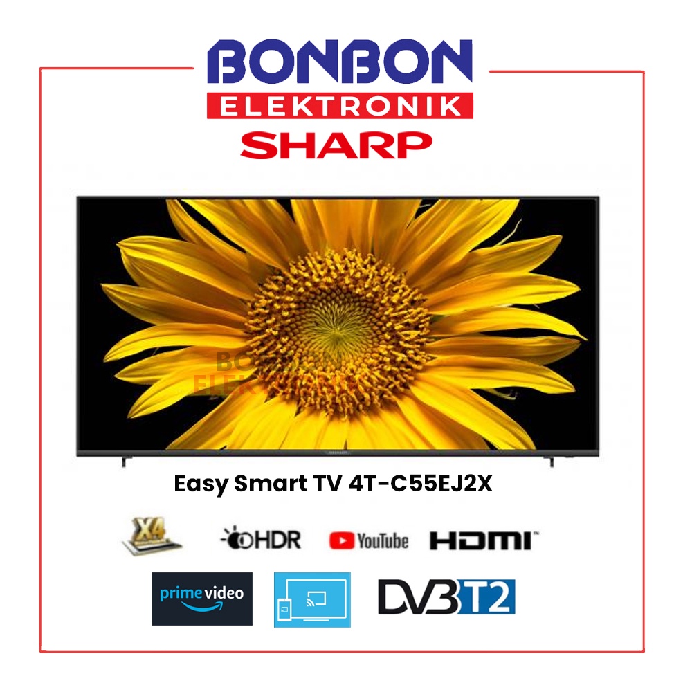 Sharp LED TV 55 Inch 4T-C55EJ2X / 55EJ2X Easy Smart TV 4K Ultra-HDR