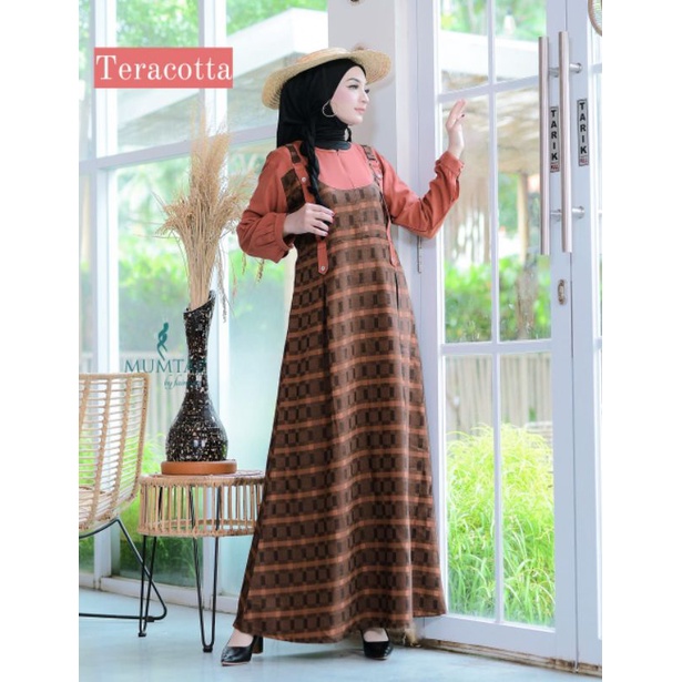 Gamis itycrepe dress overall ootd remaja muslim Original by mumtaz # TIPE 2 #/ Dress overall kota mu