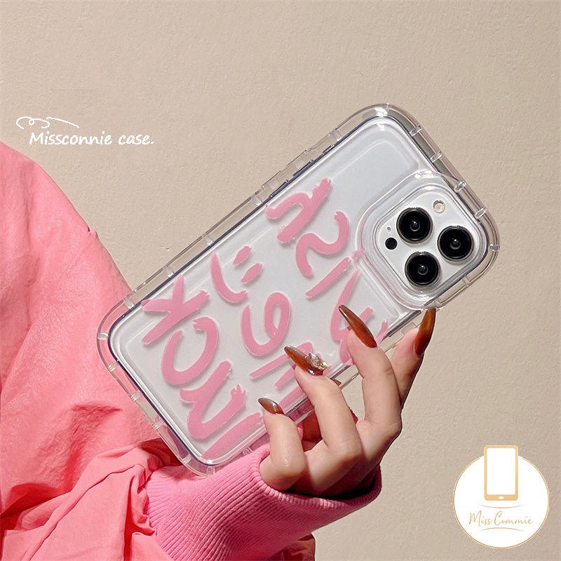 Casing Ponsel Airbag Shockproof Kompatibel Untuk iPhone 7Plus 8Plus 11 13 14 12 Pro MAX 6 6S 7 8 Plus XR X XS MAX Ins Fashion Grafiti Huruf TPU Lembut Anti Jatuh Bening Penutup Belakang