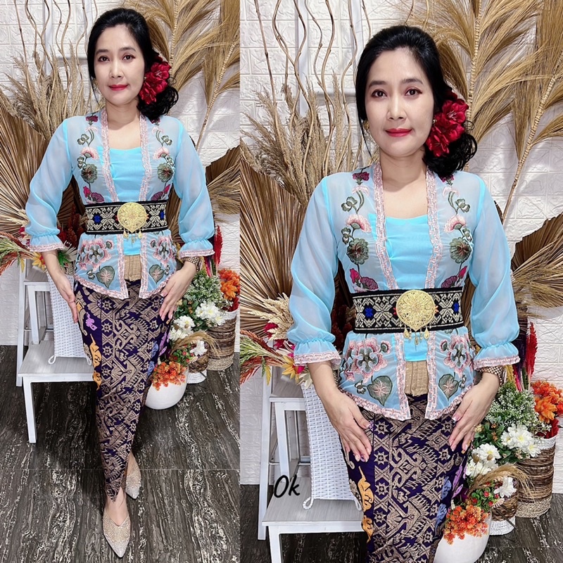 kebaya jadi bordir motif daun waru