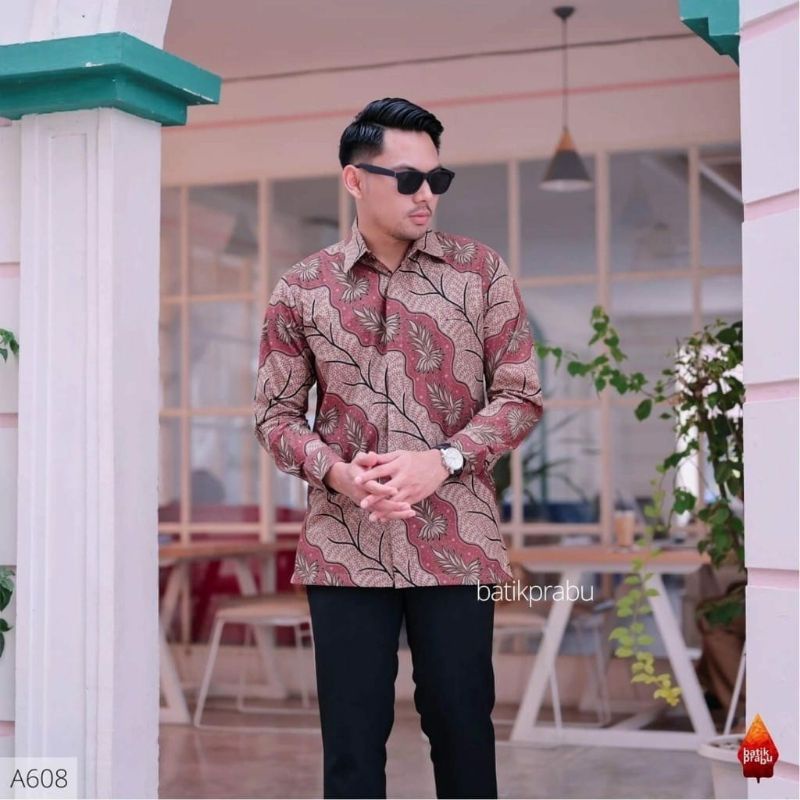 Batik pasangan couple sarimbit pria &amp; wanita batik katun motif merah salem