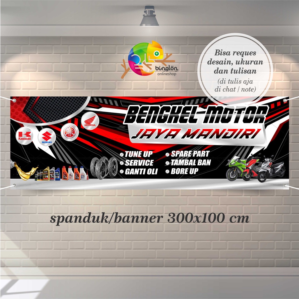 Spanduk Banner Bengkel Motor, Bengkel Mobil, Spanduk Bengkel Free Desain Model B