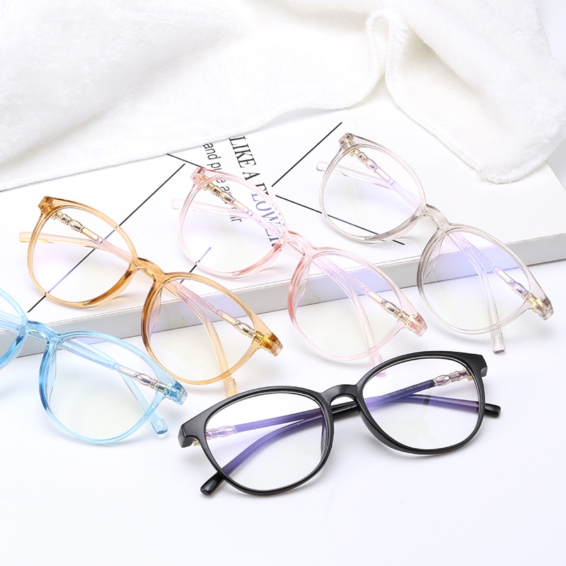 (YUZHU) Kacamata Bingkai Oval Transparan Modis Untuk Wanita Korea Fashion Bingkai Transparan Anti Blue Light Eyeglasses