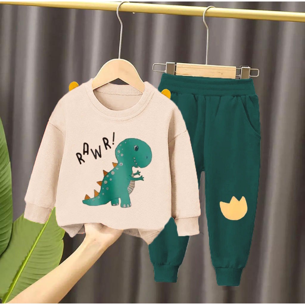 PROMO-SETELAN SWEATER JOGGER ANAK 1-5 TAHUN SWEATER ANAK DINO ROAR SKATE SETELAN ANAK LAKI-LAKI BAJU ANA LAKI-LAKI SWEATER ANNAK LAKI-LAKI TERBARU