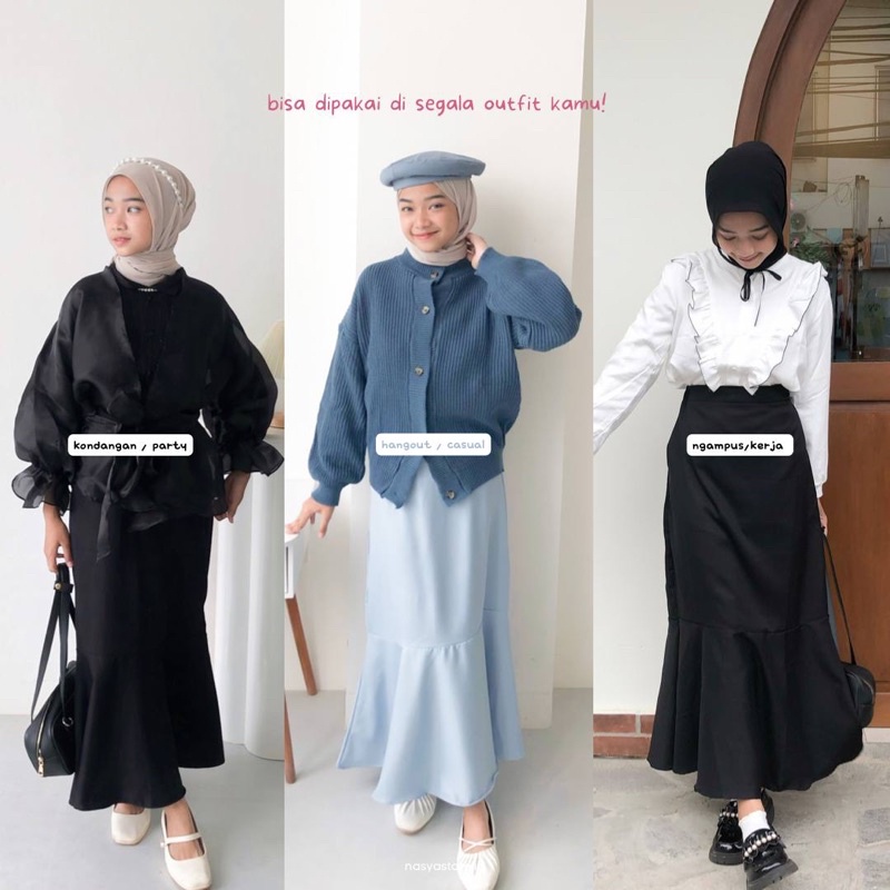 Nara Skirt by Nasya.id | Korean Skirt | Rok Flowy | rok duyung | mermaid skirt premium