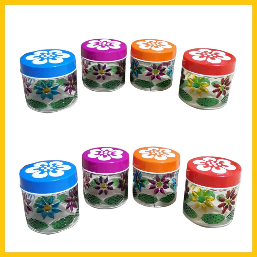 [COD] TOPLES CANISTER SATUAN MOTIF BUNGA - TOPLES KACA