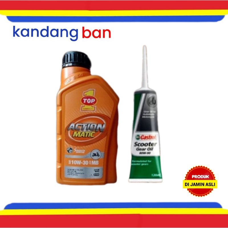 PAKET OLI TOP 1 MATIC 10W-30 0.8L+ OLI GEAR CASTROL, UNTUK SEMUA MATIC