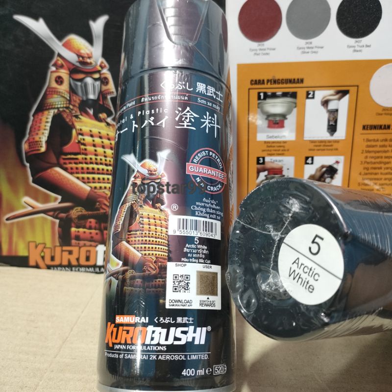 Pilok Pilox Cat Samurai Arctic White 5 Putih Artic Putih Tulang 400ml Cat Semprot Samurai Paint Kurobushi Aerosol