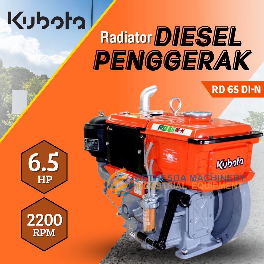 Mesin Diesel Penggerak 6.5HP Kubota RD 65 DI-N radiator 6.5PK