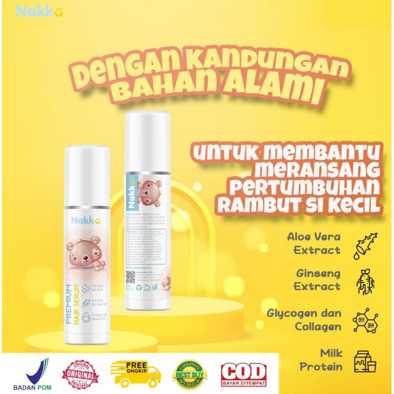 Nakku Baby Hair Serum Penebal Rambut Bayi dan Anak | Penumbuh Rambuh Anak | Bukan Minyak Kemiri Penumbuh Rambut | Serum Pelebat Rambut Anak BPOM dan BERGARANSI