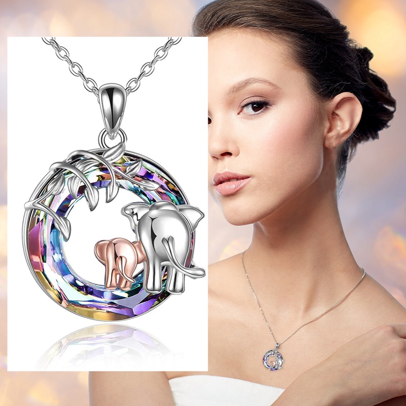 Liontin Lilitan Kristal Warna-Warni Female Tree Of Life Gradient Crystal Necklace-Pohon Kehidupan