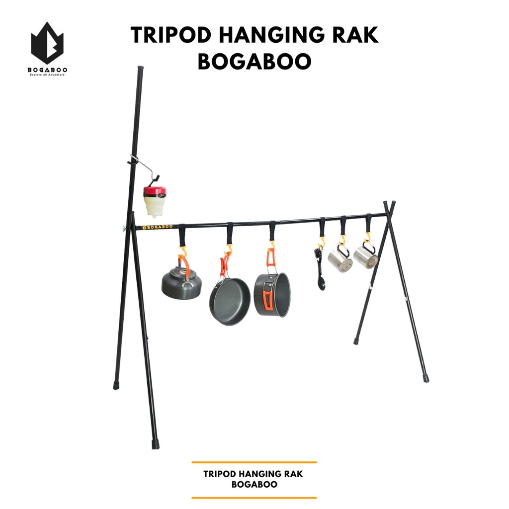 BOGABOO Tripod Hanging Rack - Gantungan Trypod ALat Camping - Rak Cantolan Alat Masak OUTDOOR GUNUNG
