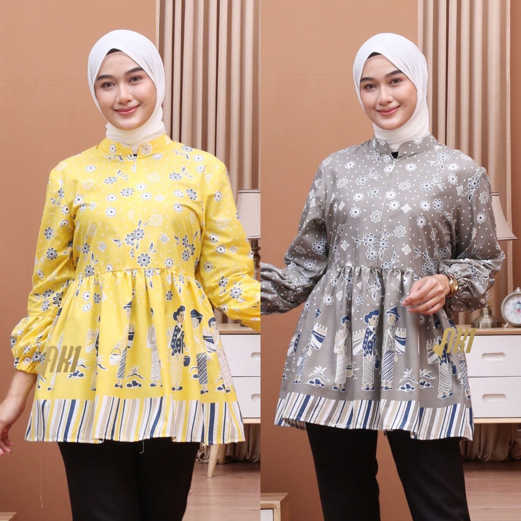 Baju Batik Wanita Modern Atasan Blouse Batik Kerja Kantor Wanita