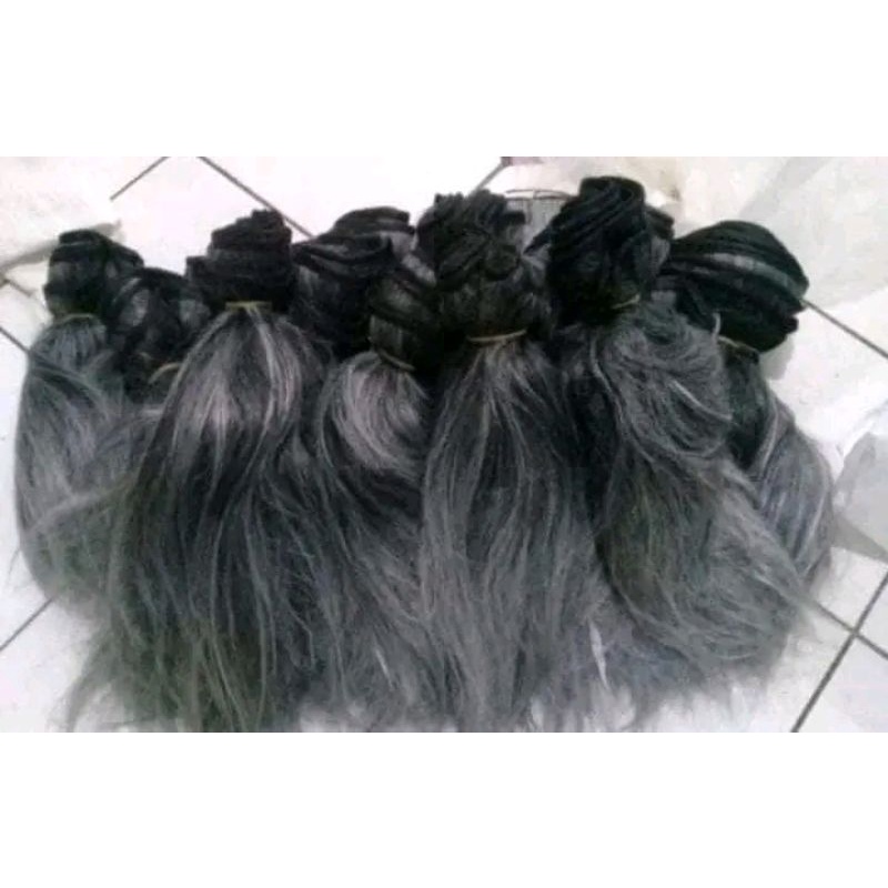 Rambut sintetis barongan bujang ganong leak kuda lumping jahit Hitam per-KG