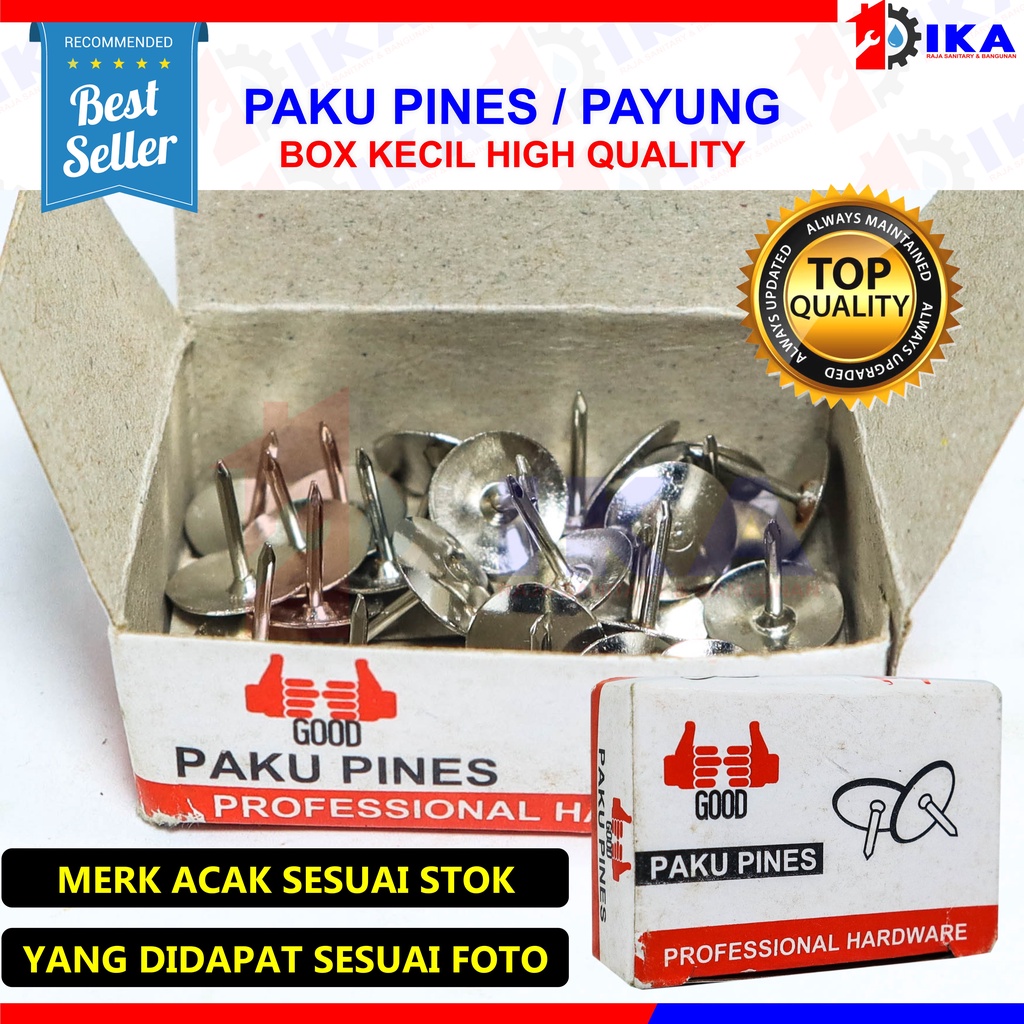 PAKU PAYUNG MURAH PERKOTAK KECIL Paku Payung isi 20 pcs / Thumb Tacks Pines Push Pin Stainless / Paku Tekan Jamur Pinus