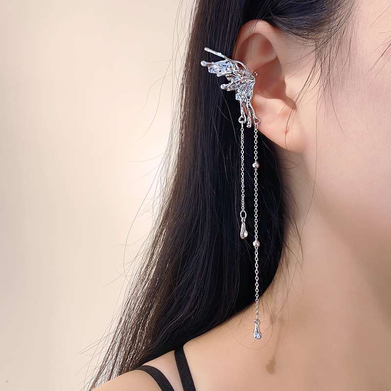 Anting Aksesoris Peri Kupu-Kupu Fringe Telinga Tulang Pinggiran Klip Tren Kepribadian Fashion