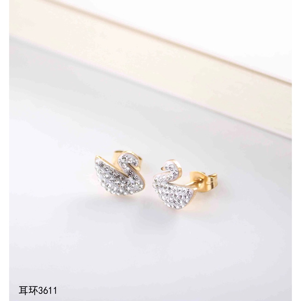 Set Titanium Kalung Dan Anting Bebek Permata Fashion Jewelry 4234/3611