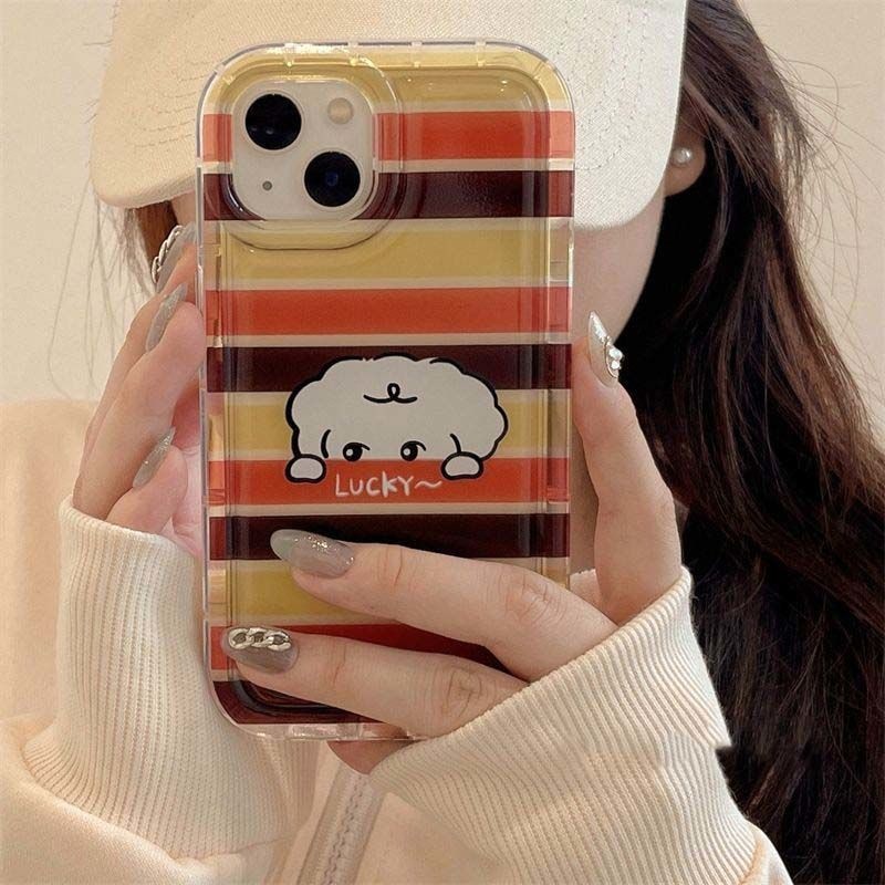 Case Transparan Motif Garis Anjing Keberuntungan Untuk IPhone 12 13 14 11 Pro Max Ytpplp