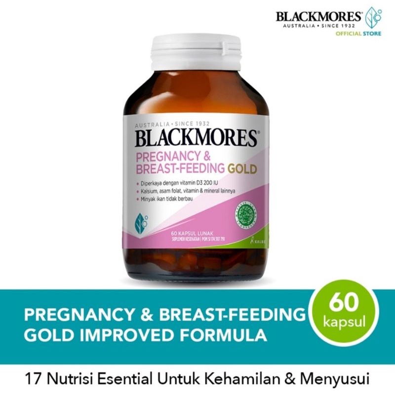 blackmores pregnancy & breastfeeding gold 60 kapsul suplemen ibu hamil menyusui booster asi