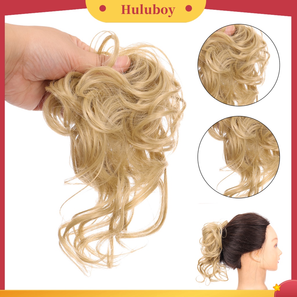 Wig Rambut Scrunchies Elastis Model Keriting Donat Chignon Messy Warna Alami Untuk Wanita