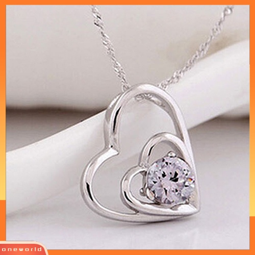 [WONE] Wanita Hati Ke Hati Zirkon Tergantung Rantai Choker Kalung Kekasih Hadiah Perhiasan
