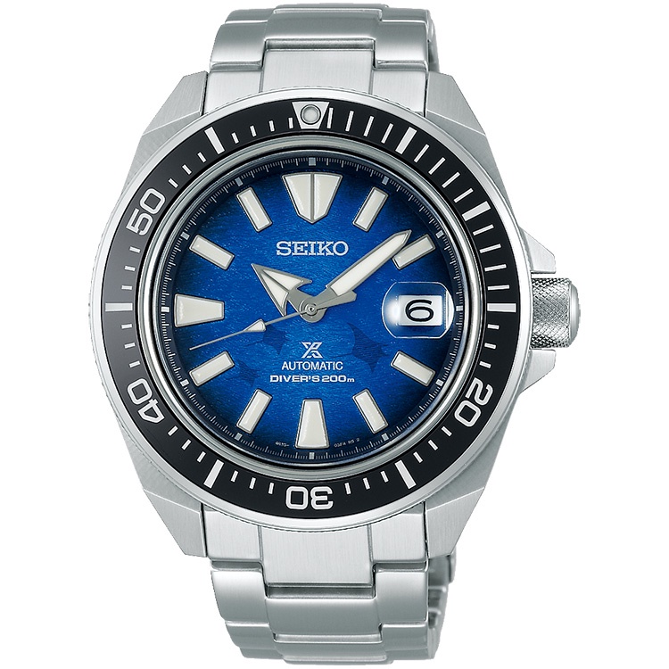 Jam Tangan Seiko Prospex SRPE33 Sea Samurai “Manta Ray” Automatic Diver Scuba 200M Blue Dial Silver 