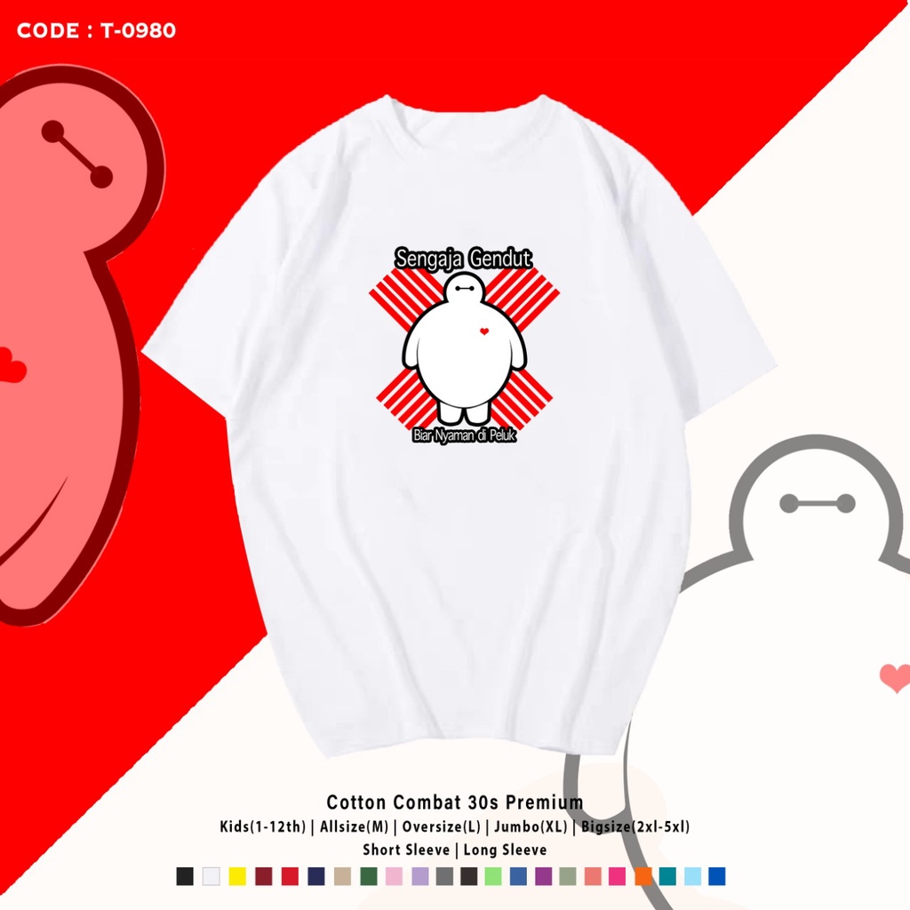 T-Shirt Baymax Ndut / Atasan Unisex Oversize / Kaos Dewasa dan Anak