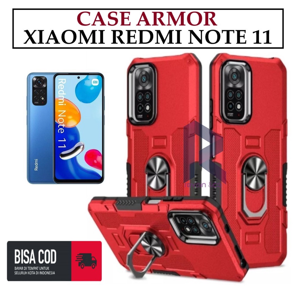 Case Armor XIAOMI REDMI NOTE 11 Iring Cincin Magnetic Kesing Hp Protect kamera Premium Hard Case Standing Robot Pelindung Kamera