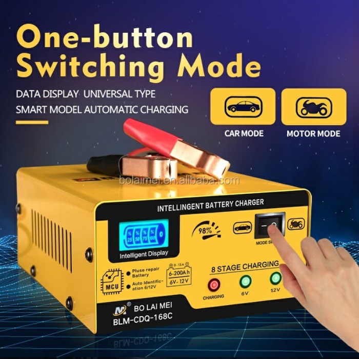 Charger Aki Mobil Motor 250W 12V/24V 200AH Carger Aki BO LAI MEI