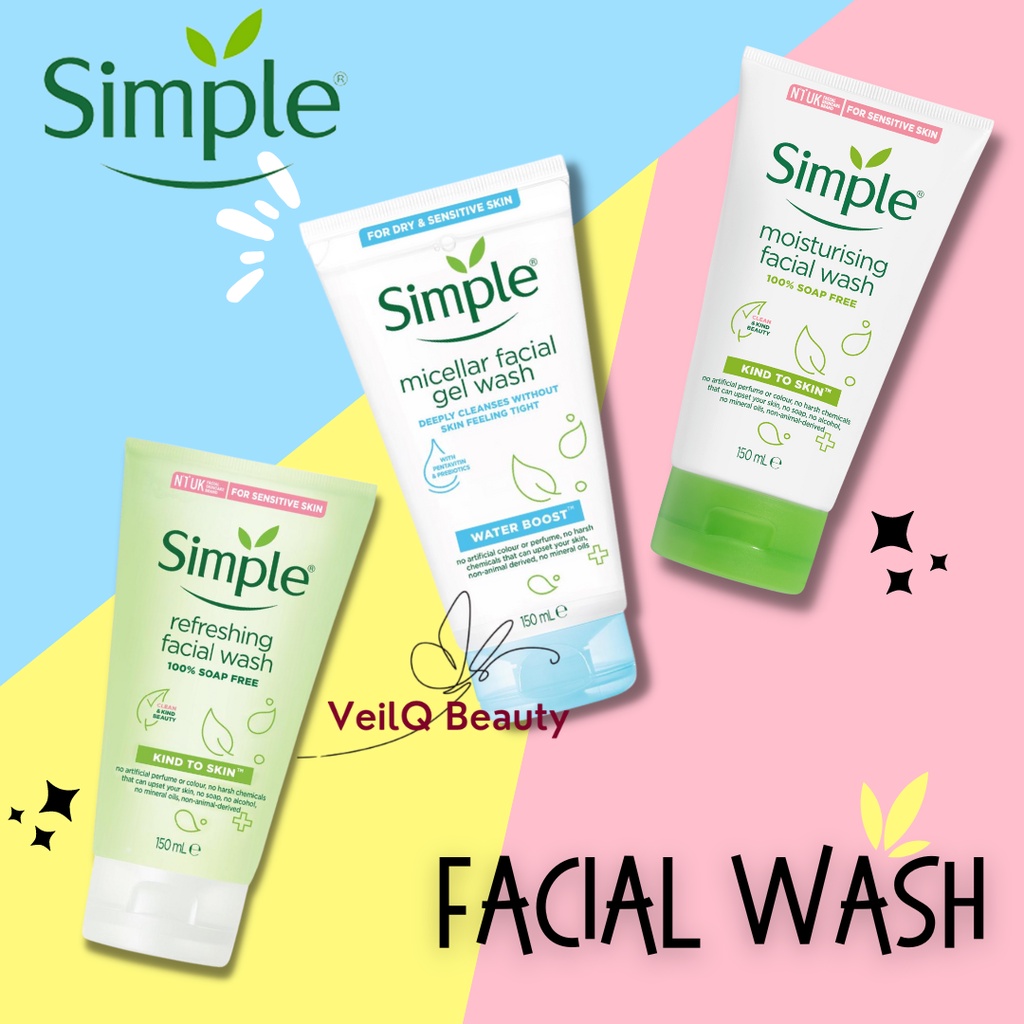 Jual Simple Facial Wash Micellar Gel Moisturising Refreshing Facial