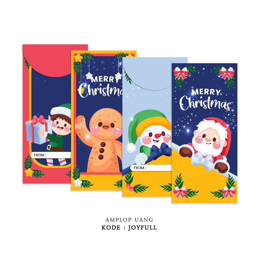 

(ISI 8 PCS) AMPLOP NATAL CUSTOM NAMA | ANGPAU CHRISTMAS PREMIUM - JOYFULL SET