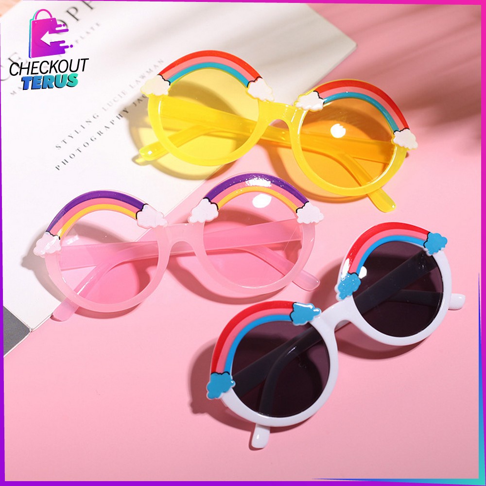 CT C674 Kacamata Hitam Anak Pelangi Unisex Fashion Kaca Mata Warna Kids Sunglasses Rainbow Import