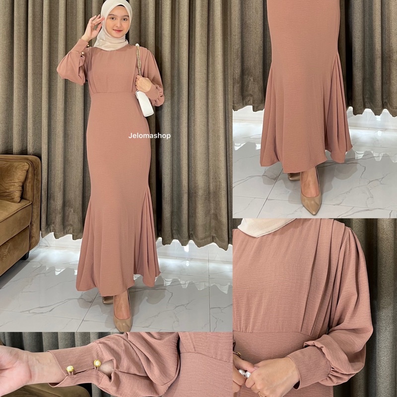 Alena gamis / Gamis crinkle airfllow / gamis mewah kekinian