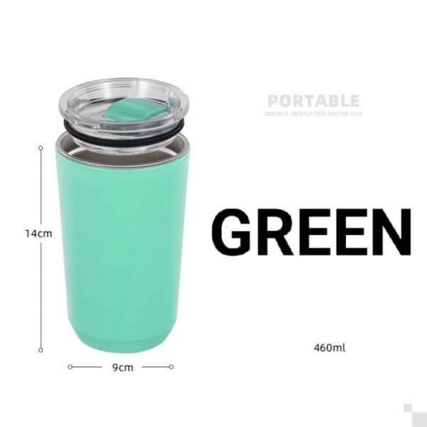 

Diskon Tumbler Travel Cup Wall 304 Stainless - Double Promo Steel Cup Coffee Mug 460ML-Green Office