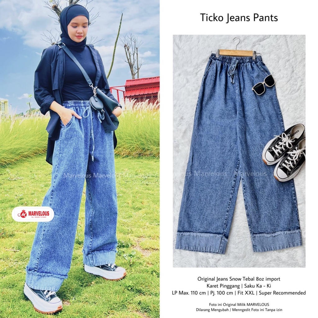 celana panjang jeans wanita fit xxl lp110cm / ticko jeans pants