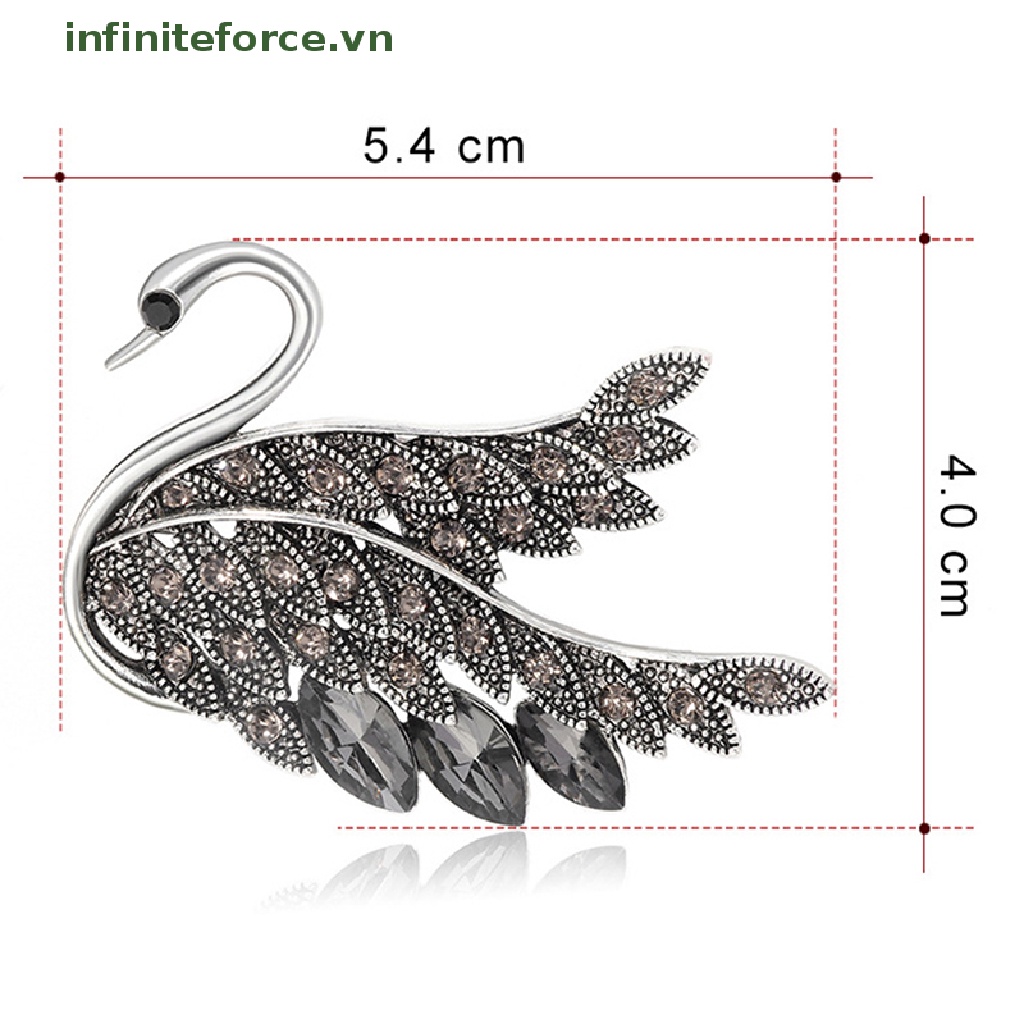 [INVN] Retro Fashion Zirkon Kristal Swan Bros Pin Elegan Perhiasan Wanita Elegan Hewan Pin Pesta Aksesoris Mantel Perhiasan [VN]