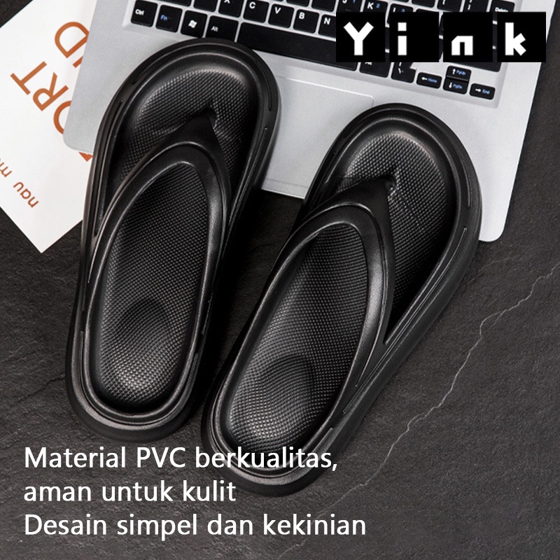 Yink Sandal Jelly Jepit Wanita Korean Soft Slippers Antislip Elastic Empuk EVA Sandal Rumah Karet Kamar Empuk Nyaman Tebal