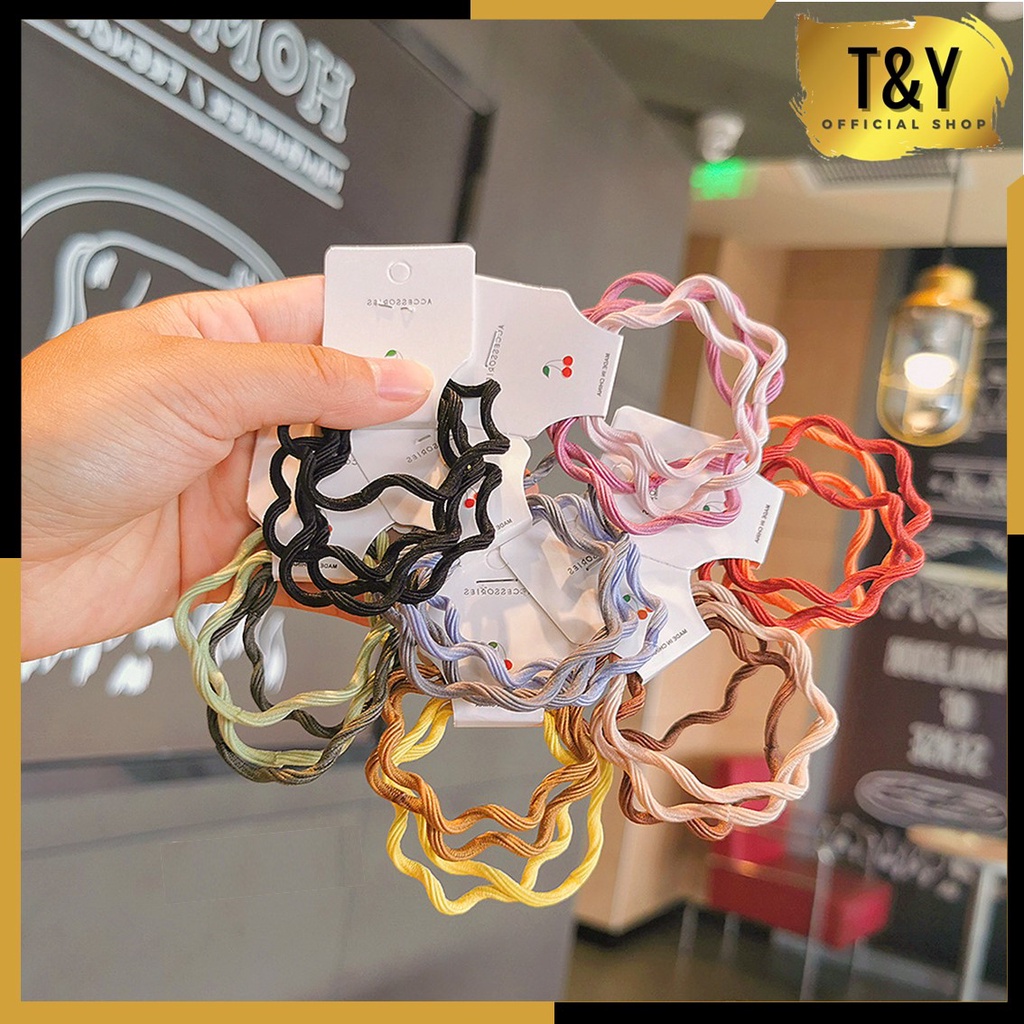T&amp;Y Ikat Rambut Wanita Crinckle Elastis 4 in 1 Kunciran Rambut Karet Fashion Korea 4in1 Murah Import