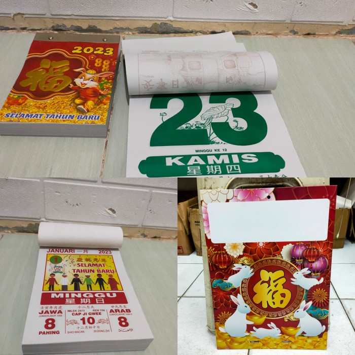 

set kalender harian besar + tatakan /papan shio kelinci tahun 2023 - TTK 03