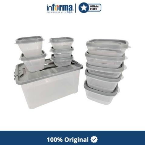 INFORMA - WADAH MAKANAN - FOOD CONTAINER SET GREY VIDEL 22 PCS