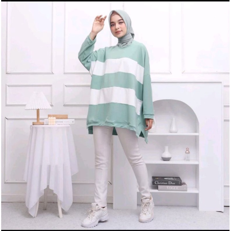 BLOUSE OVERSIZE WANITA COMBI BATWING