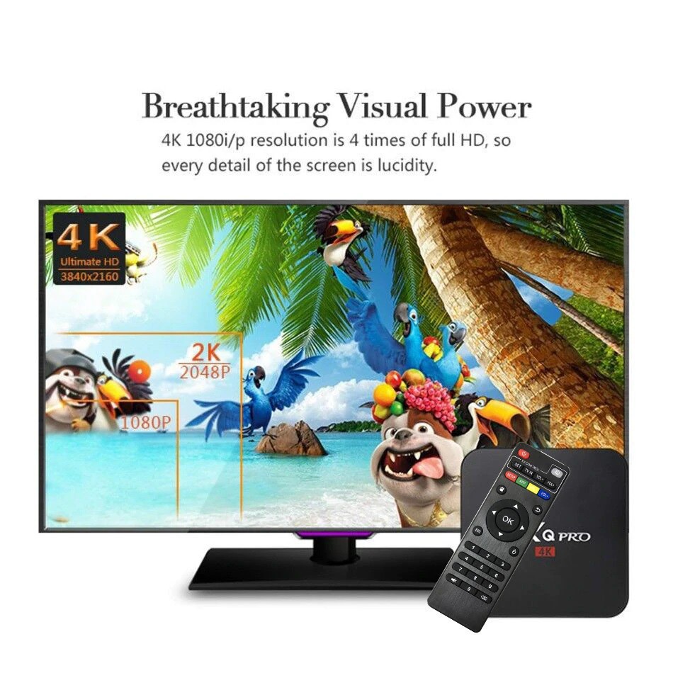 MXQ PRO 64-Bit Version - Android 7.1.2 Smart TV Box - RAM 1GB ROM 8GB