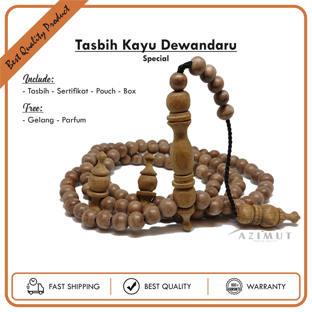 TASBIH KAYU DEWANDARU bersertifikat asli | Tasbih Azimut premium kayu langka dewandaru (gratis gelan